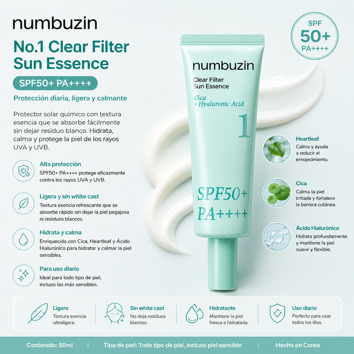 Translation missing: en.Numbuzin No.1 Clear Filter Sun Essence SPF50+ PA++++ – 50ml